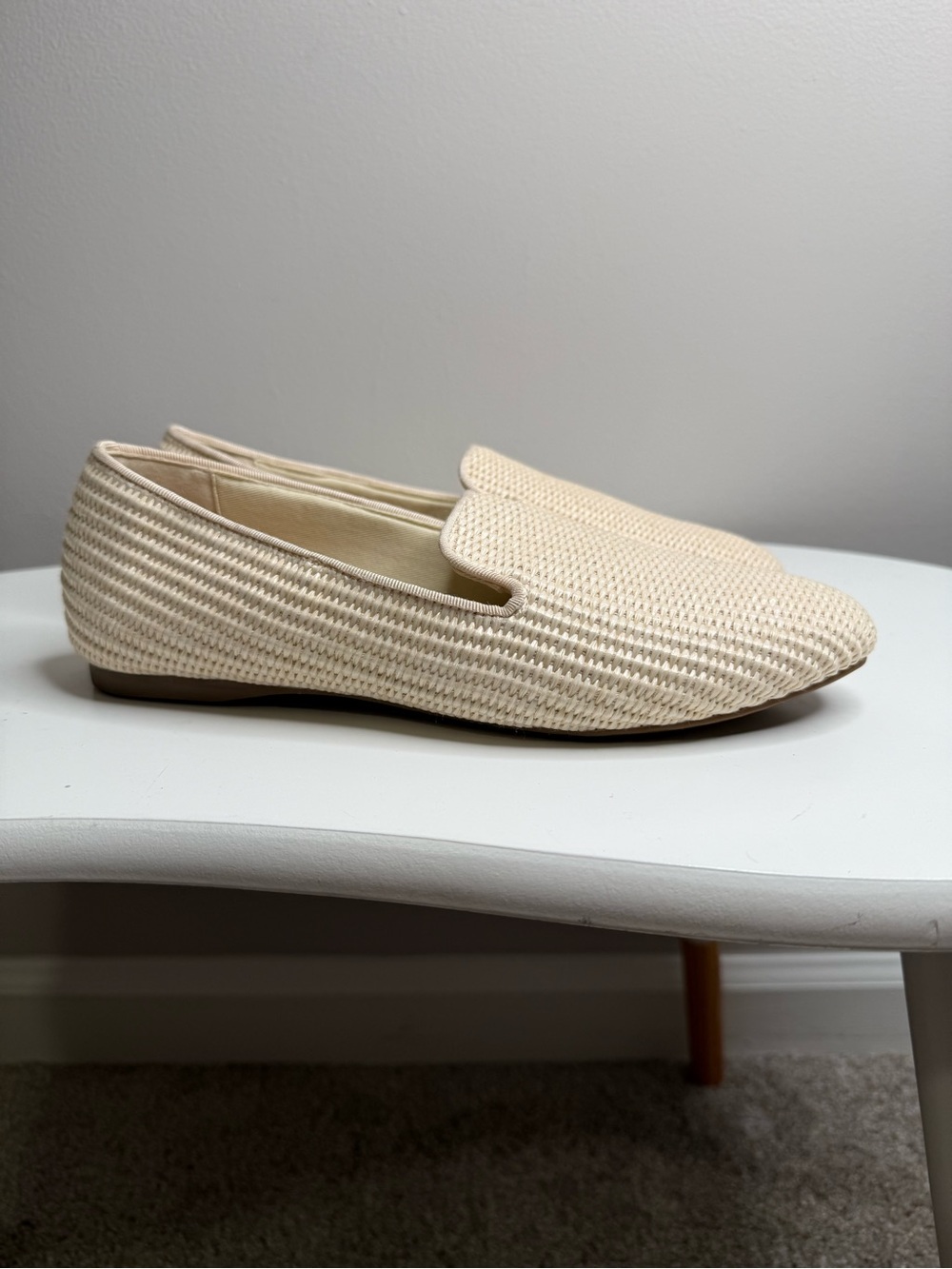 Birdies Cream Woven Slip-On Loafers